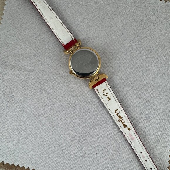 Vintage Fossil T Lug Moon phase Watch with Gold Bezel and Stainless Steel Back - Picture 6 of 8